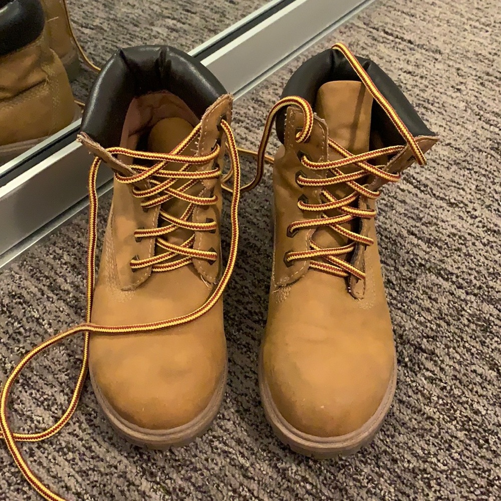 Yellow hiking boots